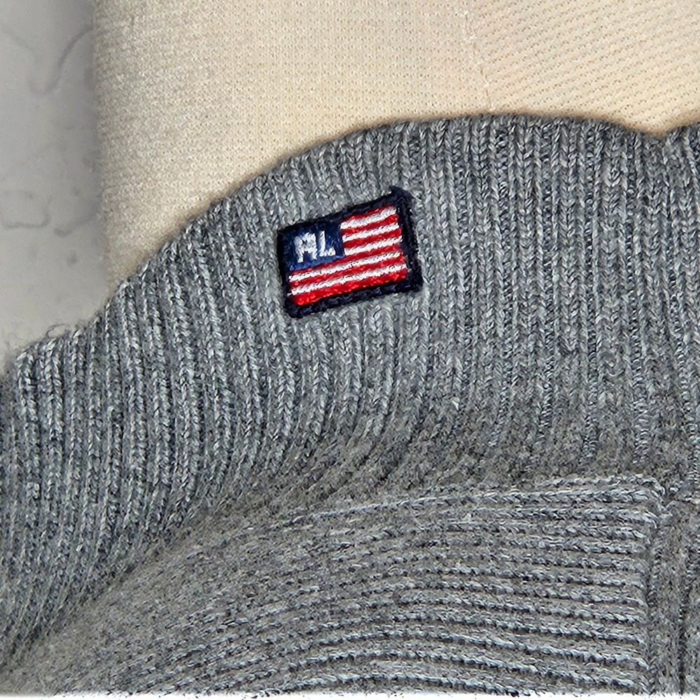 Vintage Ralph Lauren Polo Jeans Co Large Gray Ribbed Cotton Mock Neck Sweater RL - Picture 3 of 6